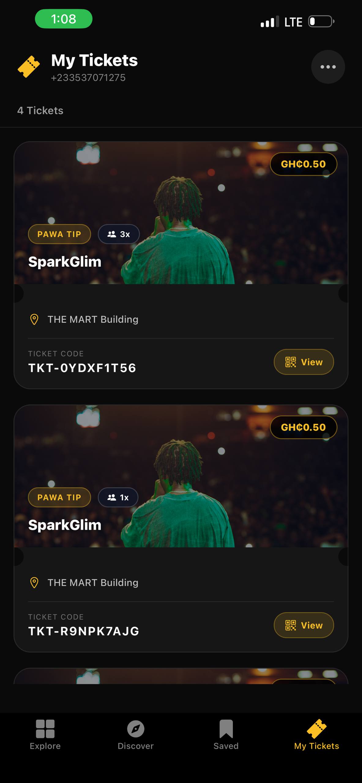 Access purchased tickets in My Tickets