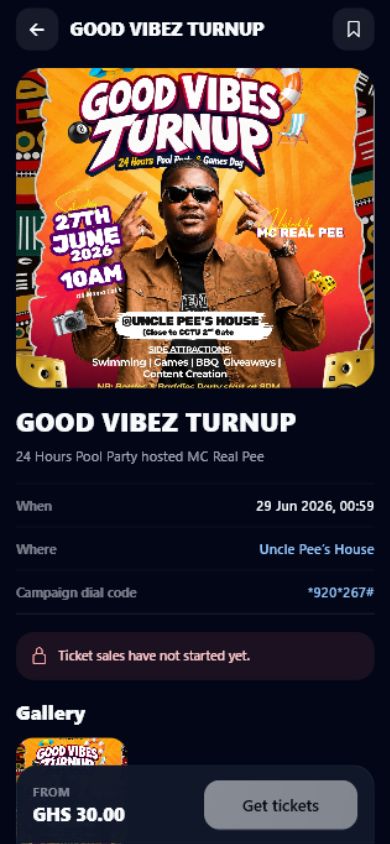 Review event and ticket details